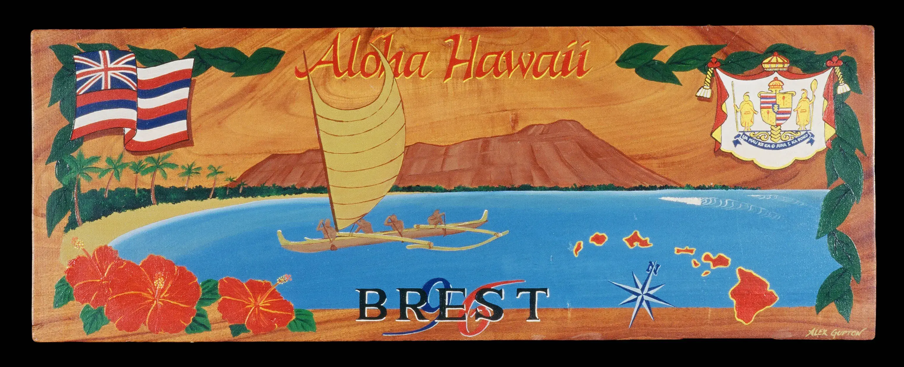 Toile de mer de la pirogue Aloha Hawai.